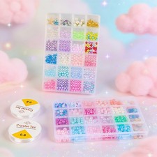 1190Pcs/Set Clay Beads for Bracelet Making Kit Clay Flat Polymer Beads Jewellery