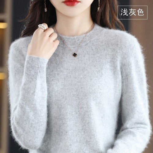Flat Round Neck Sweater Women's Long Sleeve Top Autumn and Winter Warm Knit - Foto 19 di 30