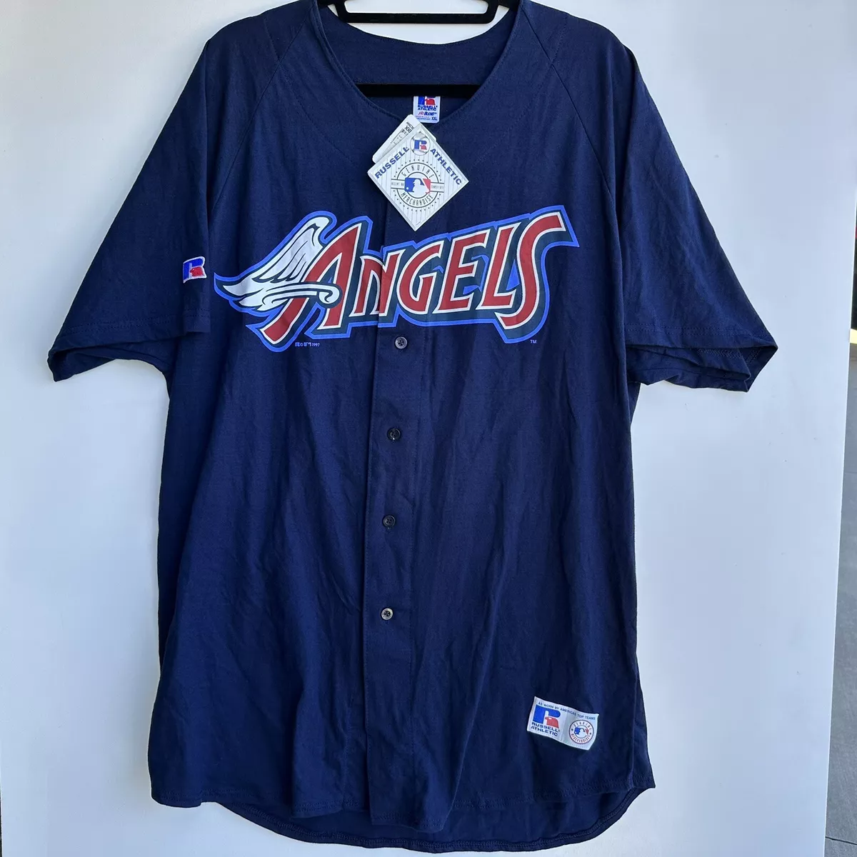 Vintage 1997 Russel Athletics 2XL XXL Blue Anaheim Angels Jersey Shirt NWT  USA