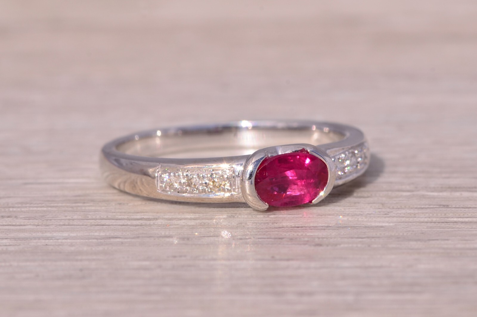 Natural Ruby and Diamond Ring in White Gold | eBay