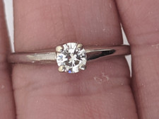 34pt Diamond Solitaire Engagement Ring S1 - H 14K White Gold Size 8.37