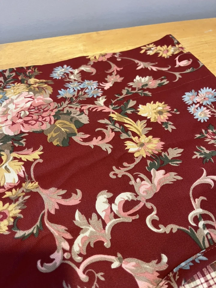 Cenefas American Living de Ralph Lauren rojas florales y de algodón a cuadros 78"X16,5" Foto 3 de 4
