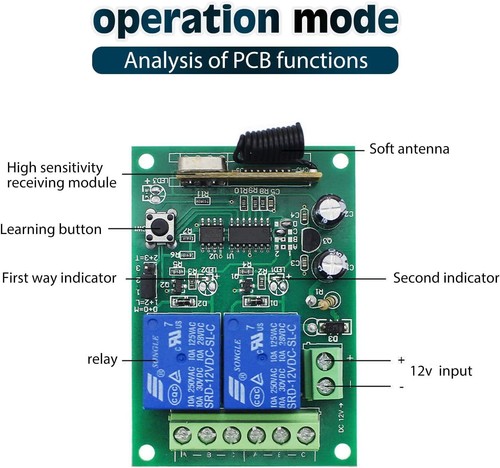 433MHz Funk Universal Garagentor Handsender 5X Fernbedienung +Empfänger AC220V - Bild 10 von 13