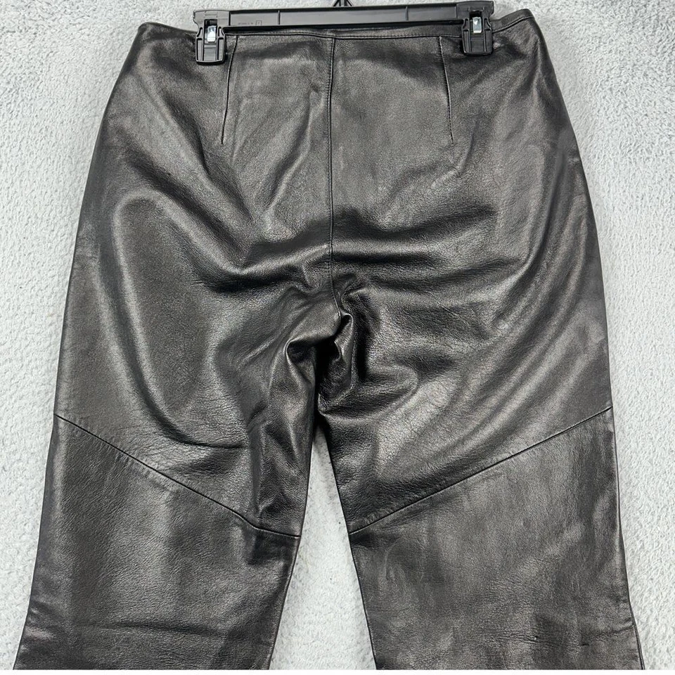Pantalones Wilsons Mujer 10 Pelle Studio Cuero Negro Motocicleta Frente Plano Exterior Foto 3 de 4