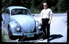 sl80  Original slide 1966 man Volkswagen car USA plates 122a