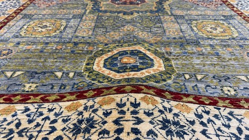 Alfombra de lana azteca afgana/turca anudada a mano clásica genuina, 197X153 CM - Imagen 6 de 9