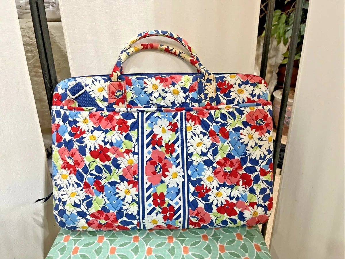 Vera Bradley Computer Bag Hard Shell Laptop Case w strap Blue Pink
