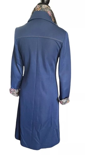 Vintage 70’s Union Label Jeansoptik Button Dress W/ Floral Overlay Collar & Cuffs - Bild 3 von 4