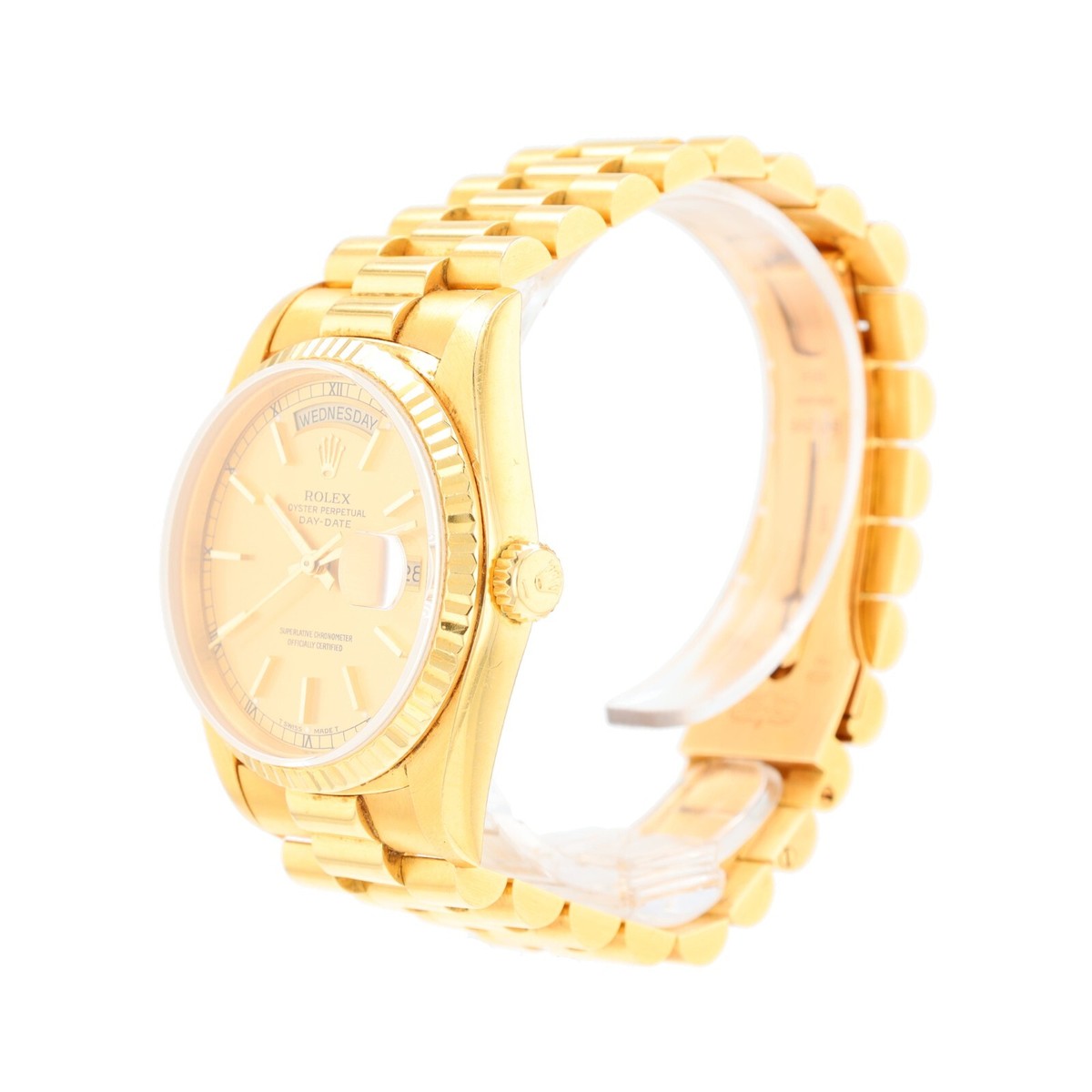 Rolex Day-Date 18238 36mm Champagne Index Dial Fluted Bezel Rolex Day-Date 18238 36mm Champagne Index Dial Fluted Bezel