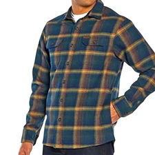 Orvis Flannel Shirt Men XL Blue Green Plaid Outdoor Button Up USA Workwear