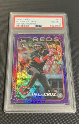 ELLY DE LA CRUZ RC 2024 Topps Series 1 Purple Foil /799 REDS PSA