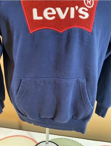 Levi’s Embroidered Red Logo Blue Hoodie Front Pocket Sz Youth Large 12/13 Years - Picture 4 of 13