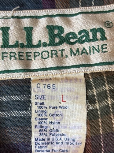Vintage LL Bean Wool Bomber Jacket Coat Men’s Large, Cotton Lining, Made In USA - Picture 6 of 16