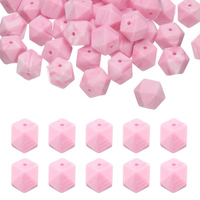 50Pcs Hexagonal Silicone Beads 14mm Geometric Loose Beads Bulk Pale Purple