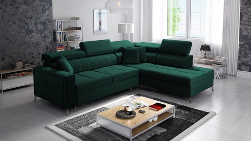 Ecksofa mit Schlaffunktion Simi III Maxi L-Form Sofa mit Bettkasten Samtoptik 26 - Bild 31 von 33