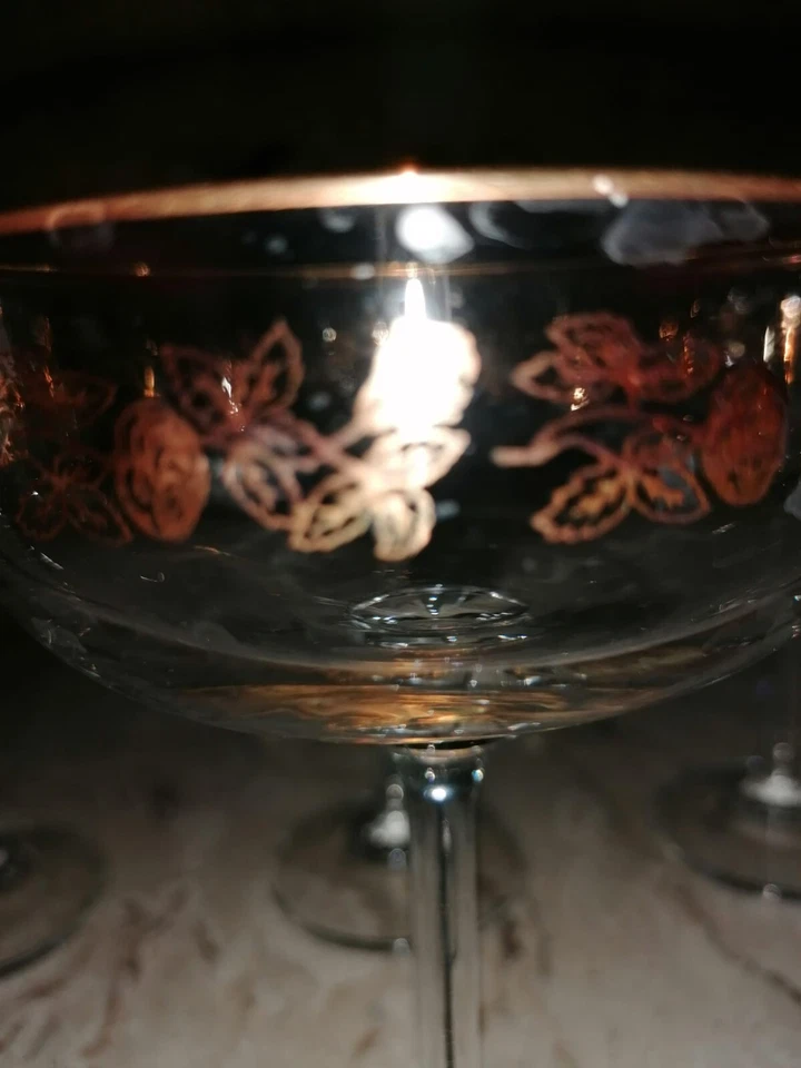 6 coppe cristallo con fregi in oro - Immagine 2 di 3