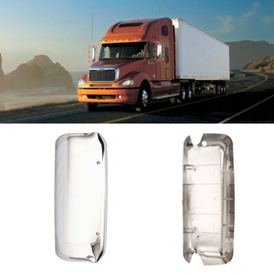Chrome Pair Of Left & Right Door Mirror Covers For Freightliner Columbia - Direct Fit - View #3