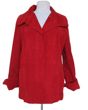 Vintage Jean Louis Scherrer Boutique Trench Coat Jacket Size 40 Womens Red Suede