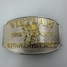 Vietnam Veteran Soldier 1959-1975 Remembered VTG 1990 Commemorative Belt Buckle