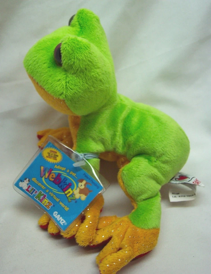 GANZ Webkinz Lil' Kinz BRIGHT GREEN TREE FROG 6" Plush Stuffed Animal Toy NEW - Image 2 of 4