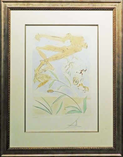 Salvador Dali "La Chene et le Roseau" framed Hand Signed Authentic Artwork L@@K! - Picture 1 of 6