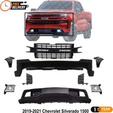 Front Bumper Cover Primed & Grille Kit For 2019-2021 Chevrolet Silverado 1500