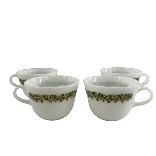 Vintage Pyrex Spring Blossom / Crazy Daisy Daisies MCM Set of 4 Coffee Tea Cup
