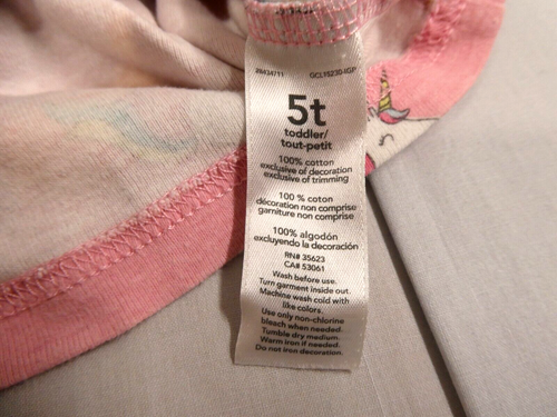 Carters Toddler Girls Pajama Shirt Unicorn & Stars Pink Long Sleeve Size 5T - Picture 3 of 7
