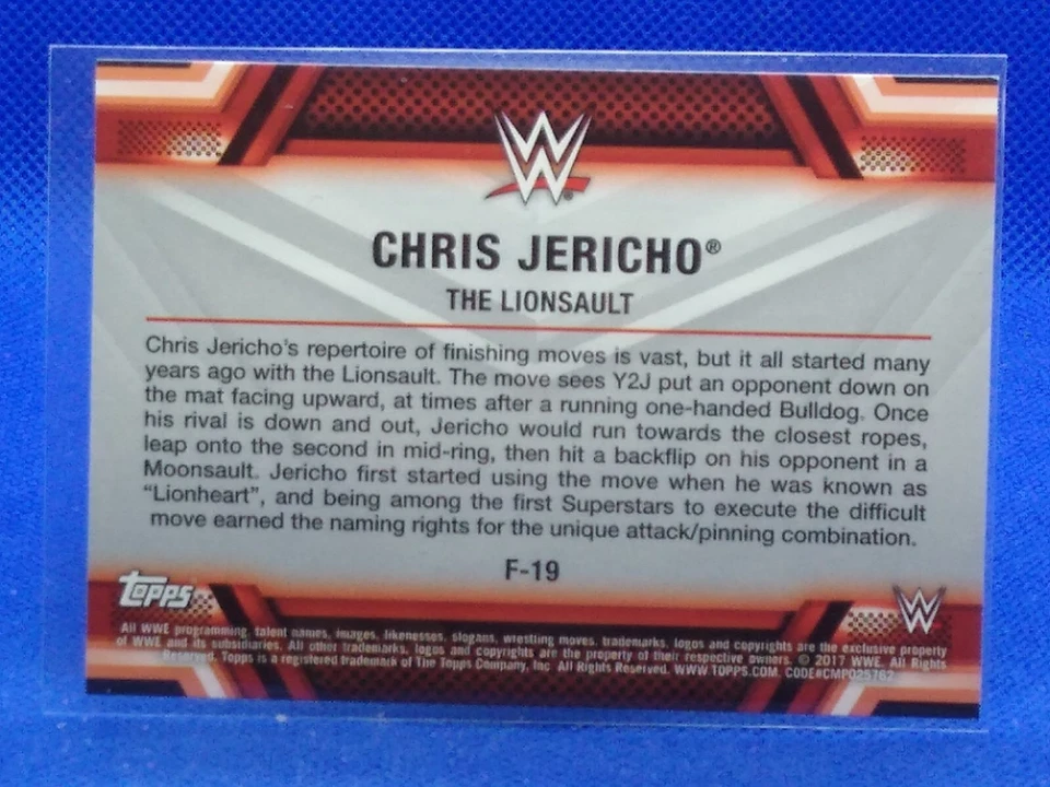 AUTOGRAPH Chris Jericho 2017 Topps WWE Finisher #F-19 - Image 2 of 2