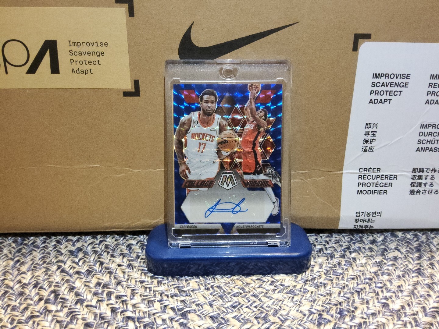 2022-23 Mosaic Tari Eason Collage Blue Mosaic Prizm Rookie Auto RC /49 Rockets