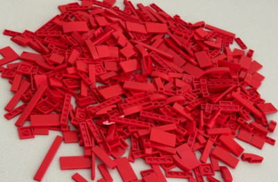 SHIPS FREE LEGO Lot (60) RED 2x2 2x4 1x4 1x6 1x8 4162 6636 Finishing Smooth Tile