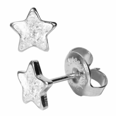 1 Paar Chirurgenstahl Ohrstecker Glitterline Stern transparent Studex Sensitive
