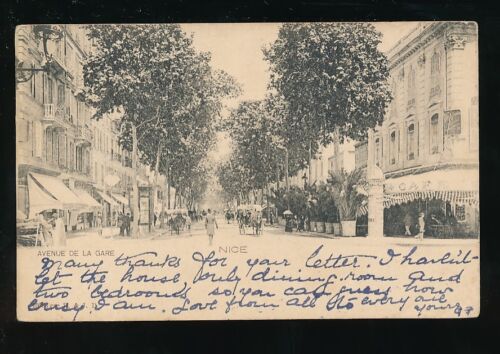 Francja Riwiera Francuska NICE Avenue de la Gare Używany 1910 u/b PPC - Zdjęcie 1 z 2