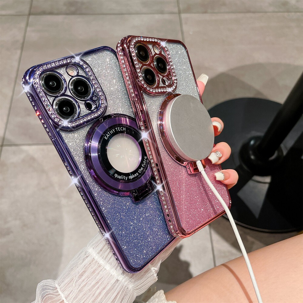Luxury Diamond Glitter Magsafe Phone Case for iPhone 15 14 Pro Max 13 12 11
