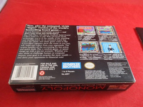 Monopoly (Super Nintendo Entertainment System SNES) COMPLETE w/Box poster #E1 - Picture 6 of 14