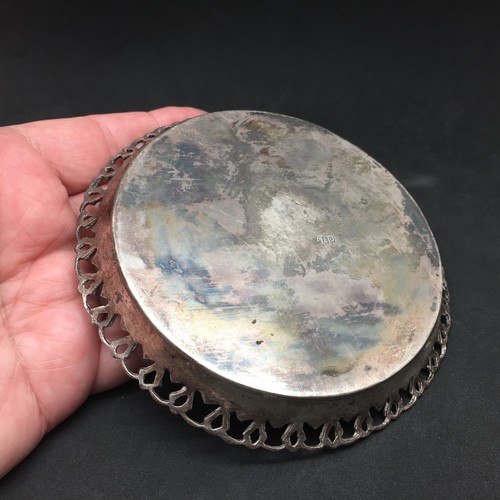 Vintage Egyptian 900 Silver Coaster Dish Lotus Hallmark 107.5 Gram Heavy 4.5" - Picture 4 of 7