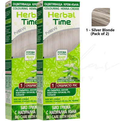 Herbal Time Henna Natürliche Haarfärbecreme 75ml - SILBERBLOND *2er Pack*