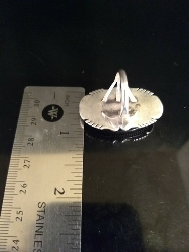 Size 7.5 Navajo Natural Fox Turquoise Sterling Silver Signed Ring Elouise Kee - Picture 8 of 12