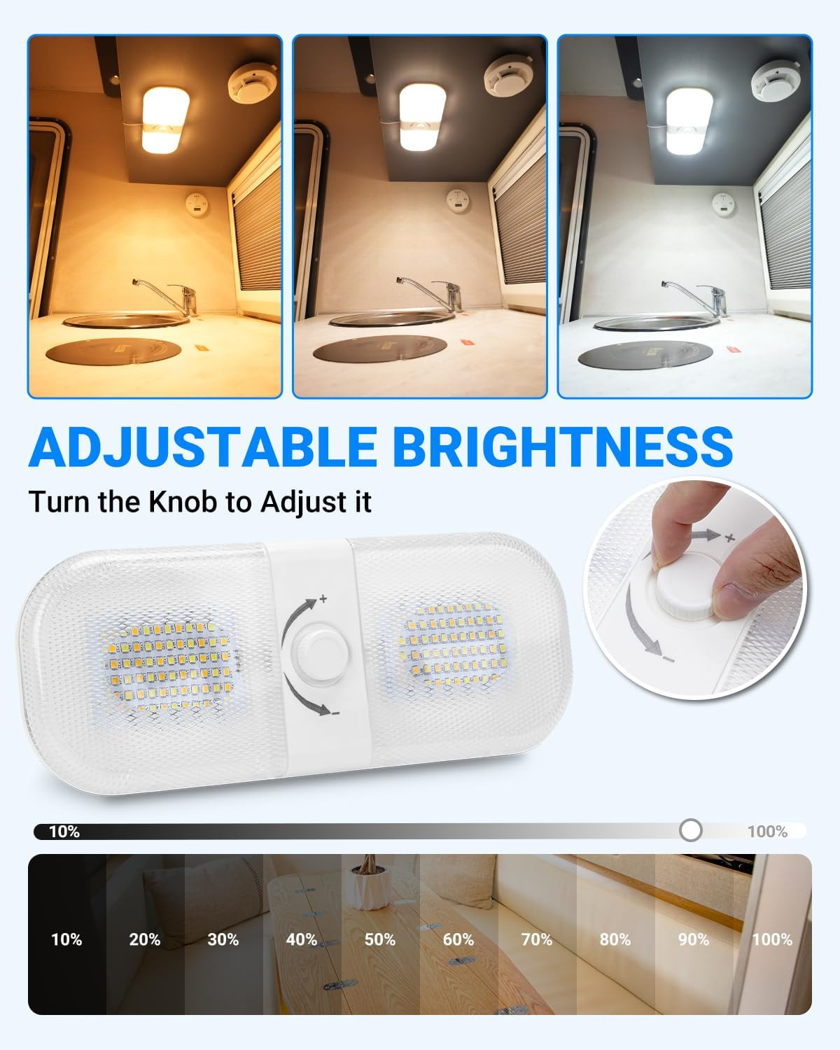 Plafoniera LED 12V per Camper con Dimmer foto 3