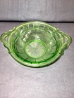 Antique Green Jeanette Depression Glass Doric Handled Serving Bowl 10.75"