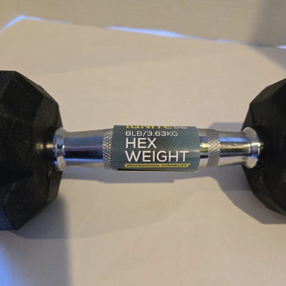 Nueva mancuerna Ignite by SPRI cromada 8 lb peso hexagonal durabilidad profesional Foto 2 de 4