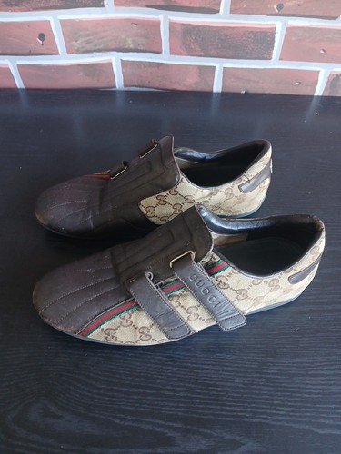 Size 10 G US - Mens Brown Leather Gucci Double Strap Shoes Made In Italy - Picture 9 of 15