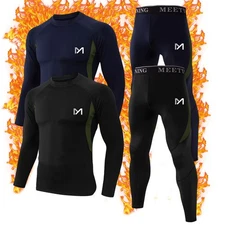 2set Men's Winter Soft Fleece Lined Thermal Underwear 4pc Long Johns Top&Bottom