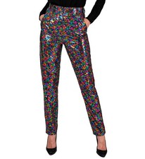 Widmann Party Fashion Pants Silver Sequin Pants  XL Silver