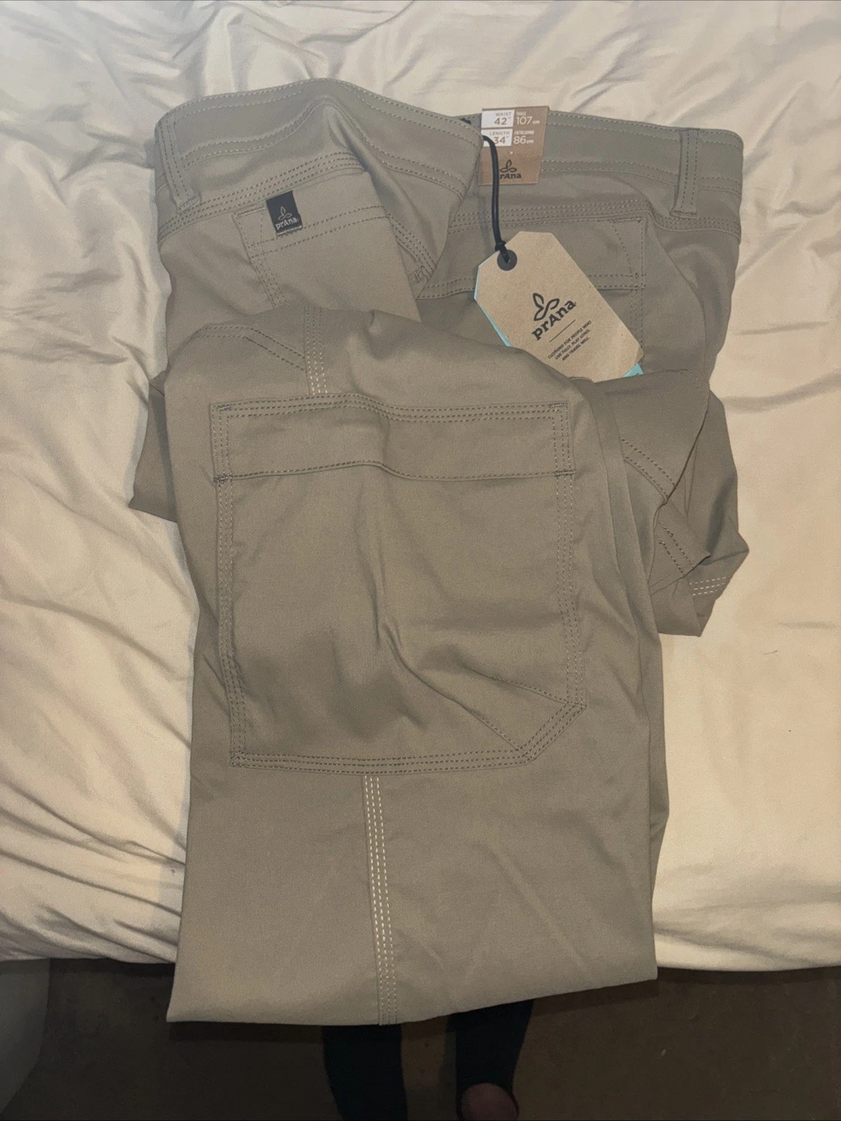 prAna Pants Mens 42x32 Brown Zion II Relaxed Fit Roll Up Nylon Hiking Outdoors