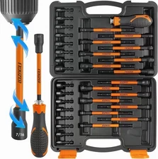 33PCS Magnetic Nut Driver Set with Long Handle | 6 Inch Long Nut Driver Set |...