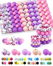 9mm  15mm Pink Purple Silicone Beads for Crafts Jewelry Making Kids Bead