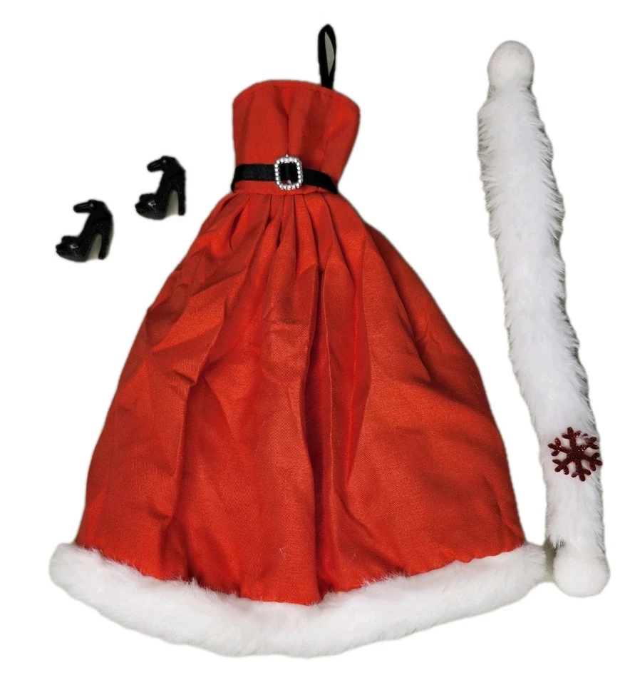 Vestido rojo de vacaciones de Navidad de la señora Santa se adapta a muñecas de moda para niñas de 11,5" 1:6 SIN MUÑECA Foto 2 de 4