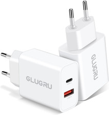 European Travel Plug Adapter, 2-Pack 20W Dual Port USB C Wall Charger Type C Fa