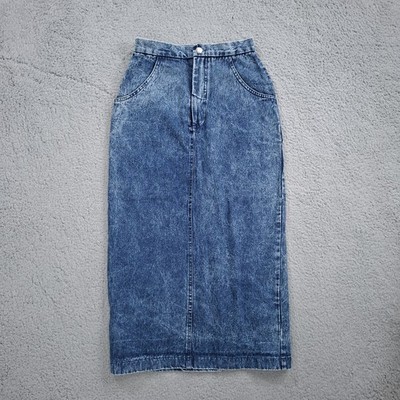 Vintage 80s Denim Skirt Sz 4 Jessie Rae Women s Acid Wash Midi Pencil Sheath USA